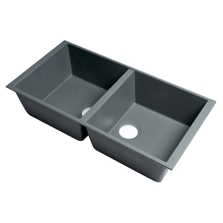 Alfi Brand Titanium 34" Undermount Dbl Bowl Granite Composite Kitchen Sink AB3420UM-T